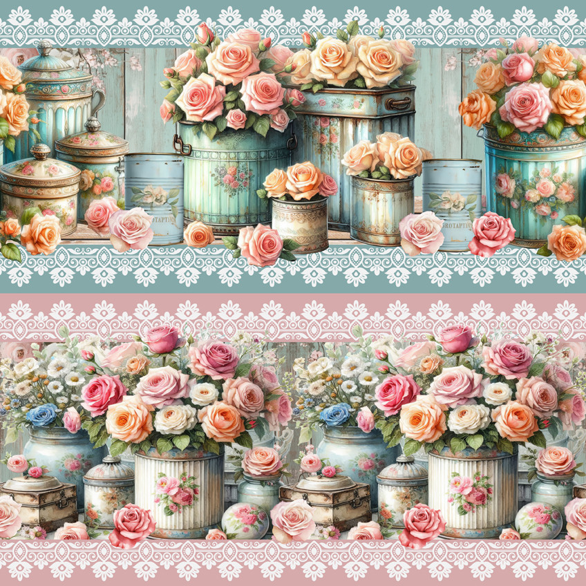 Tricoline Digital Barrado Rosas Vintage, 55cm x 1,50mt em Oferta na Shopee