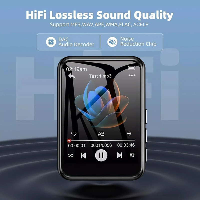 2.4 Polegada Tela De Toque MP3 Player Bluetooth 5.4 Alto-Falante Embutido Portátil Alta Fidelidade Leitor Música MP3 Wal — imagem 2 de 2