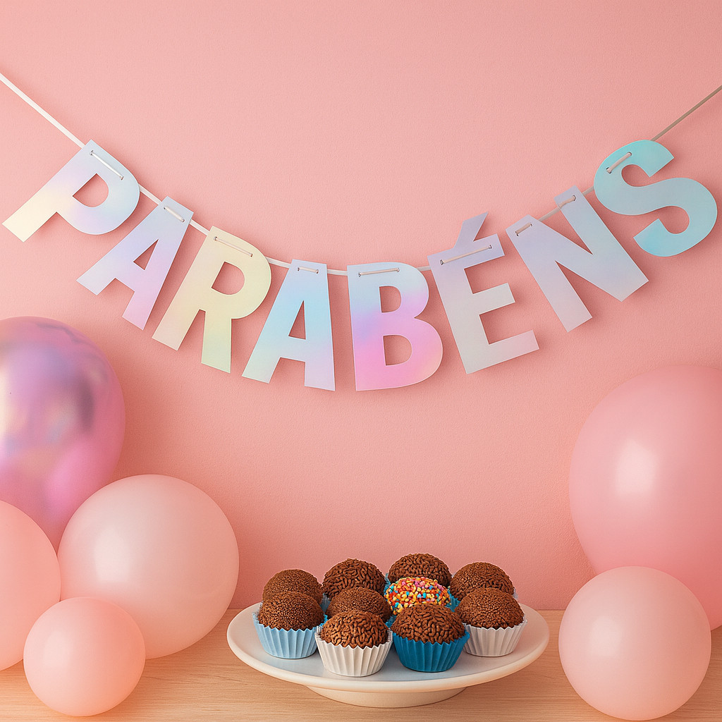 Faixa Decorativa “PARABÉNS” – Furta Cor em Oferta na Shopee