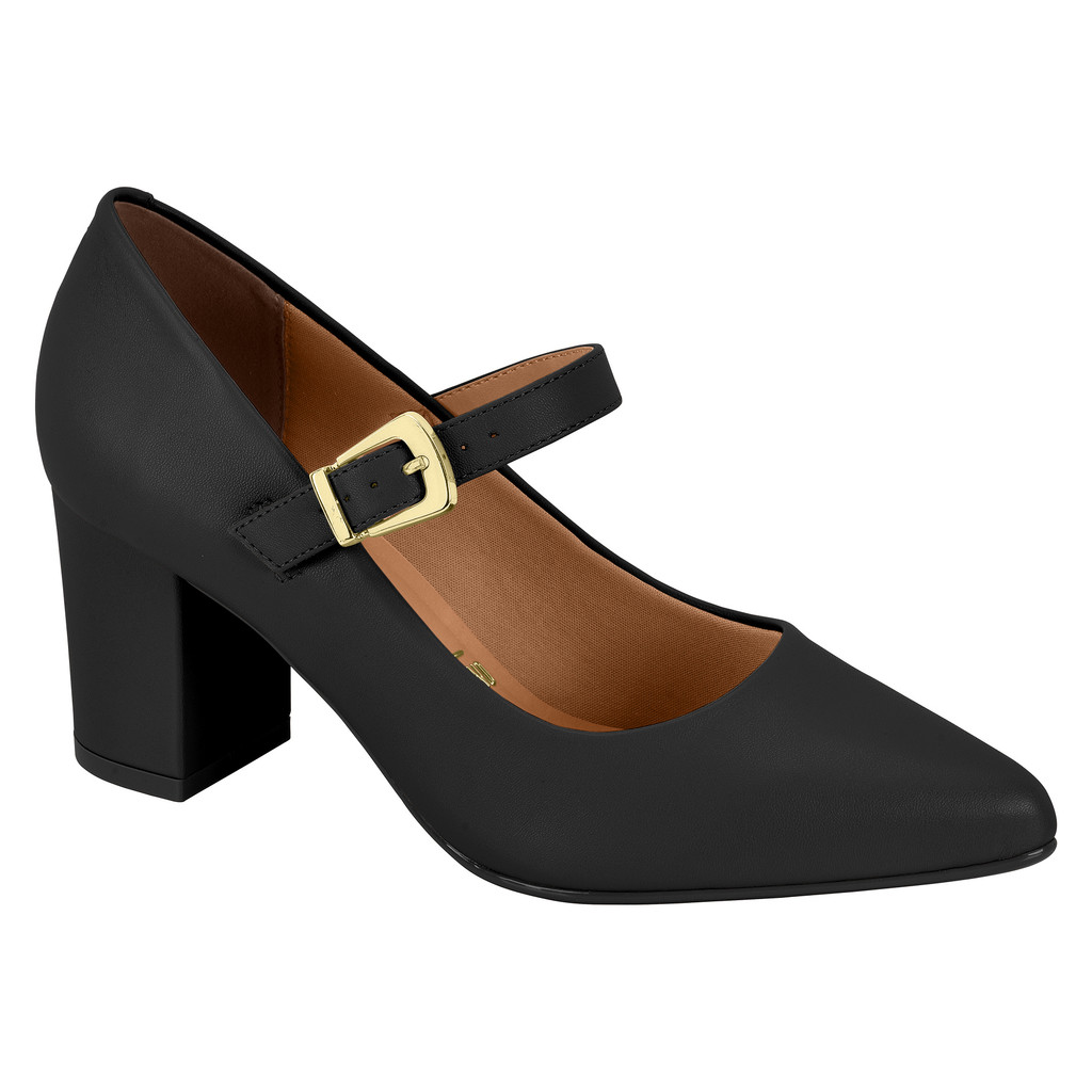 Sapato Scarpin Vizzano Salto Medio Grosso Bico Fino Confortavel