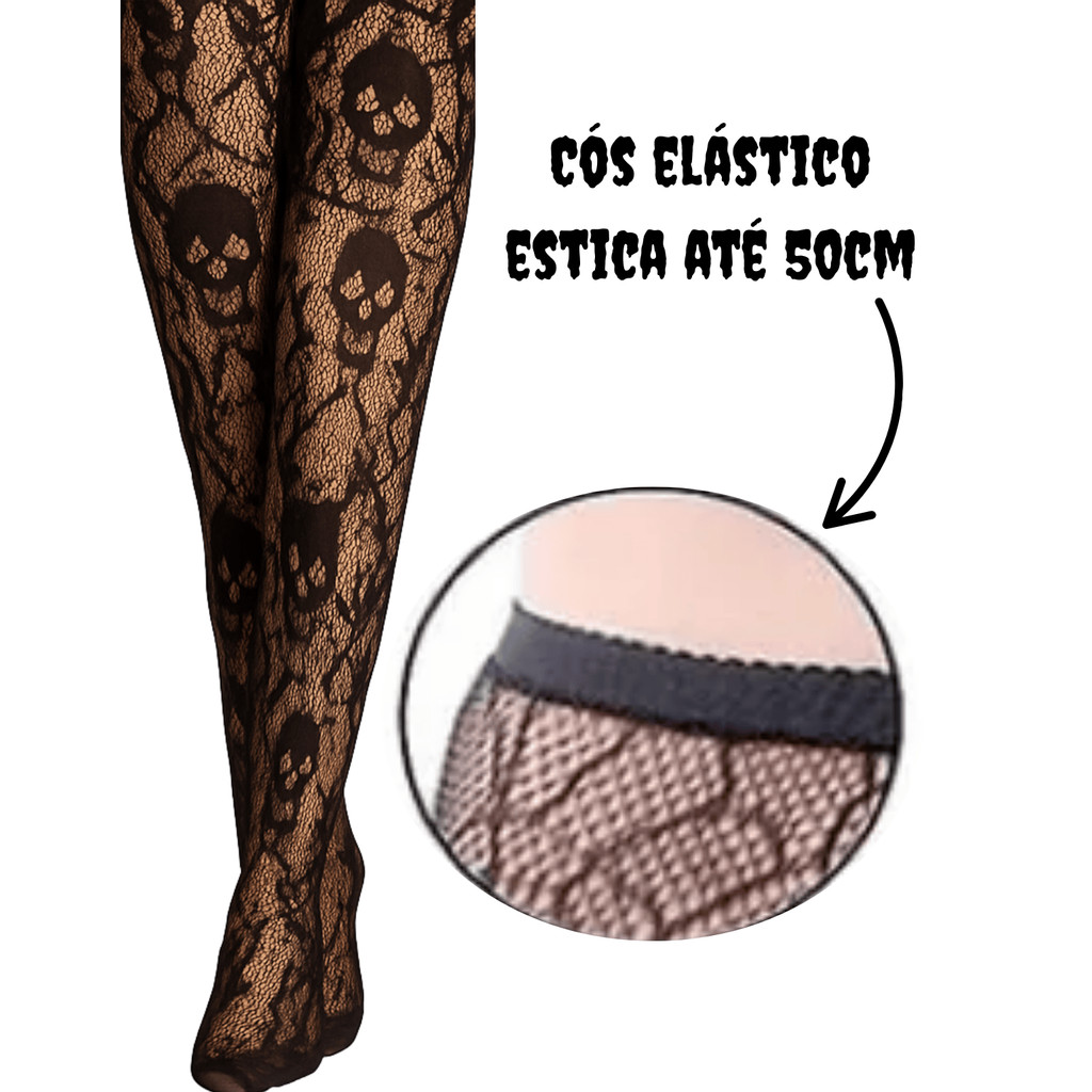 Meia Calça Arrastão Halloween Carnaval Festa Fantasia Dia Das Bruxas