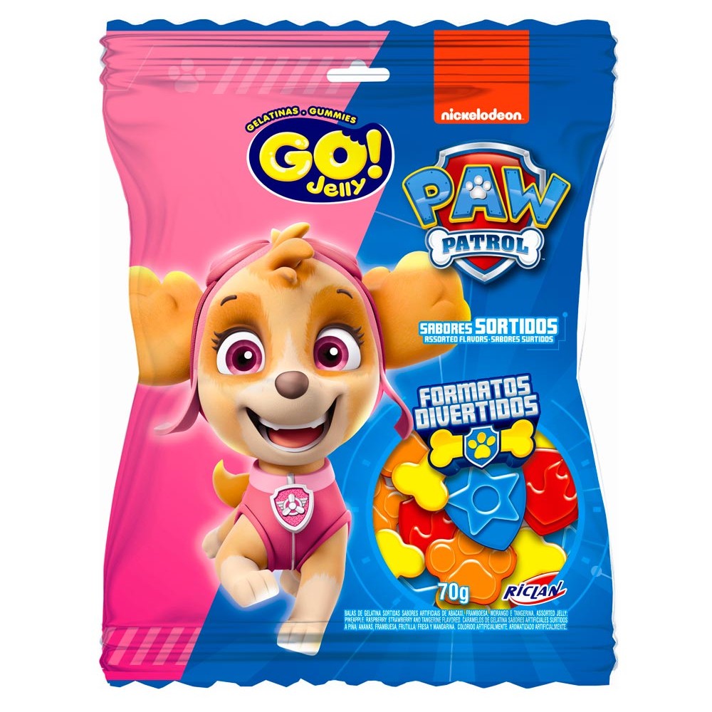 Balas de Gelatina Go! Jelly Patrulha Canina Sortidas 70g