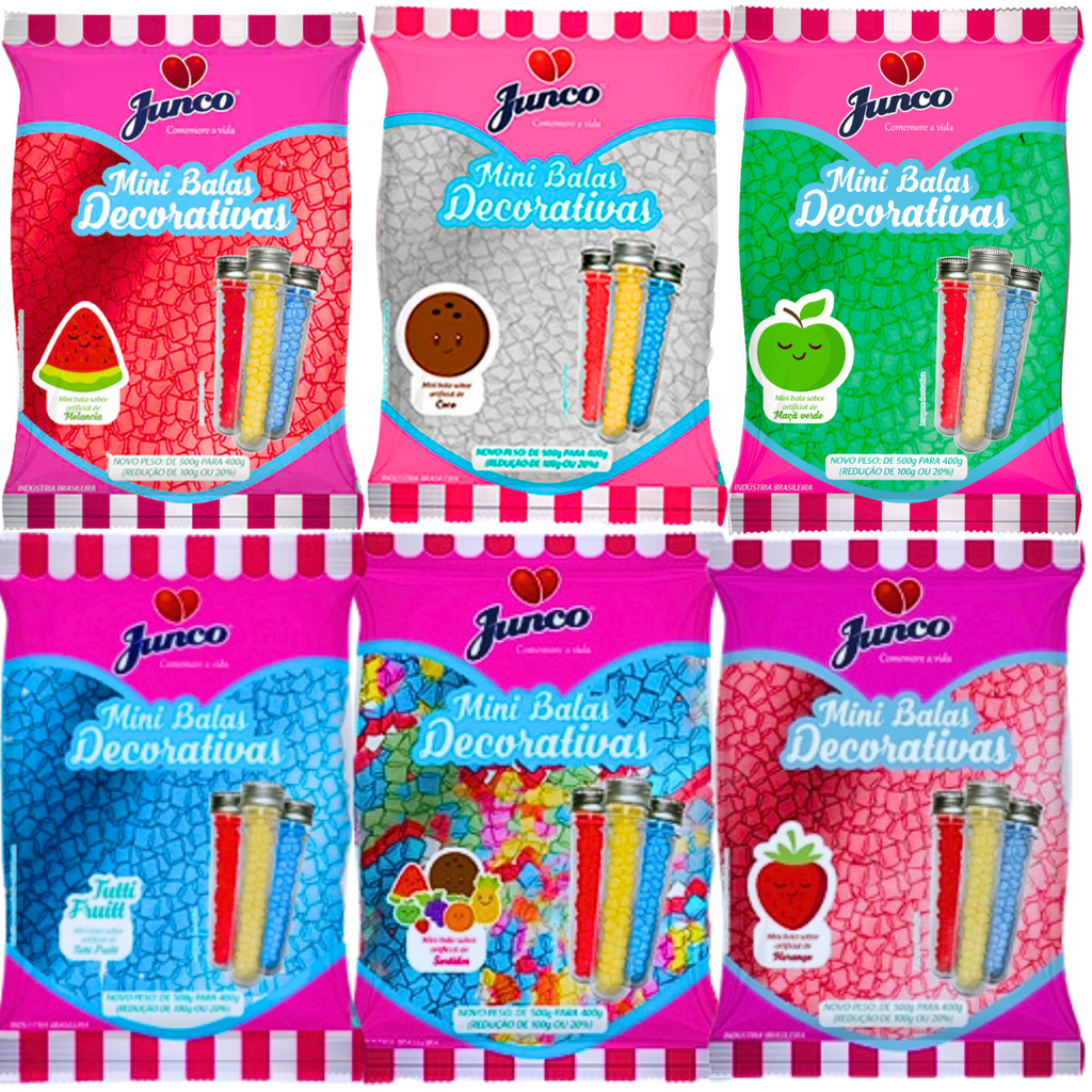 Kit 3 Mini Bala de Coco Decorativa 400g Junco Sabores