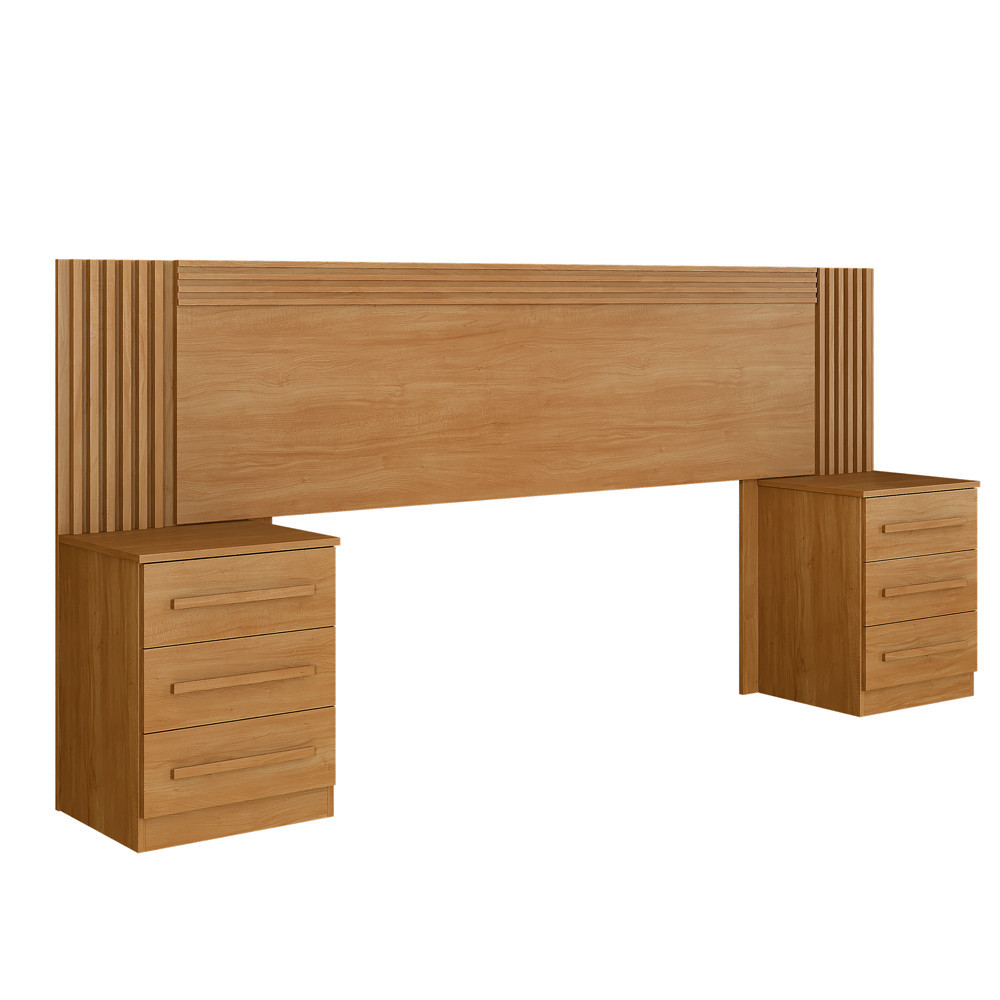 Cabeceira Casal / Queen Benetil Valencia Com Mesas De Cabeceira Ripado Cinamomo em Oferta na Shopee