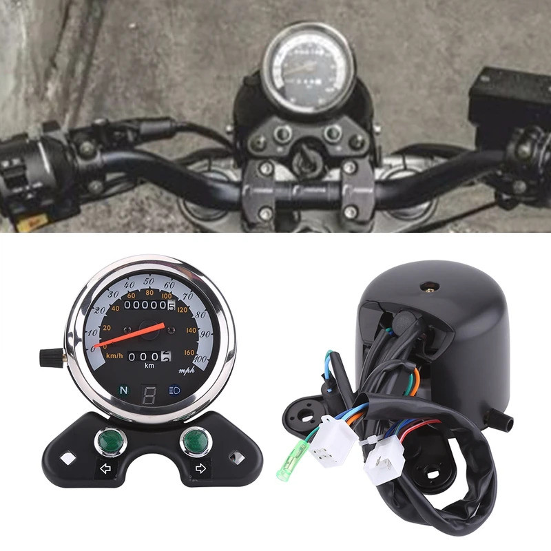 Velocímetro de Motocicleta Universal com Medidor de Velocidade e Odômetro Duplo Digital com Display de Marcha-**&&---&*-