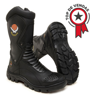 Coturno Cano Alto Masculino Bota Militar Motoqueiro Motoboy Super Confortável Ziper Lateral Proteção em Oferta na Shopee