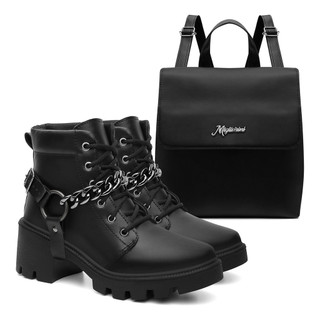 Bota Coturno Tratorado Militar Feminino Com Cabresto Acessorio Removivel Acompanha Mochila