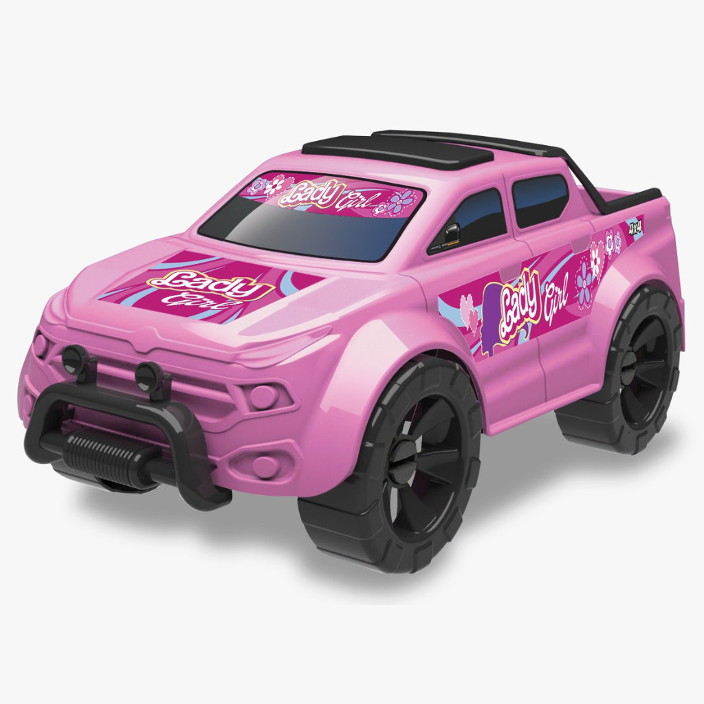 Carrinho De Brinquedo Menina Grande 33cm Lady Girl Rosa Lilás Pick Up 4x4 Princesa Caminhonete