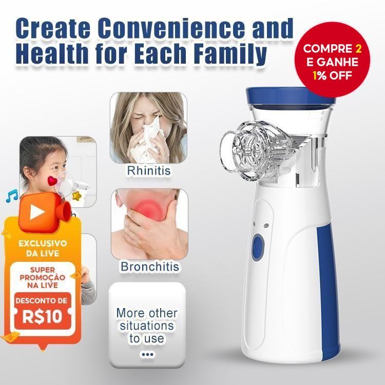 Nebulizador De Malha Portátil , Mini Inalador Silencioso Para Adultos E Crianças , Cuidados Nasais
