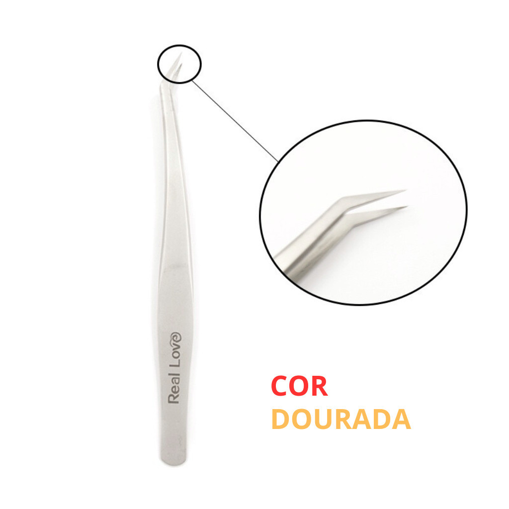 Pinça Para Extensão De Cílios Fio a Fio Ponta Curva Com Ponta Fina - Real Love em Oferta na Shopee