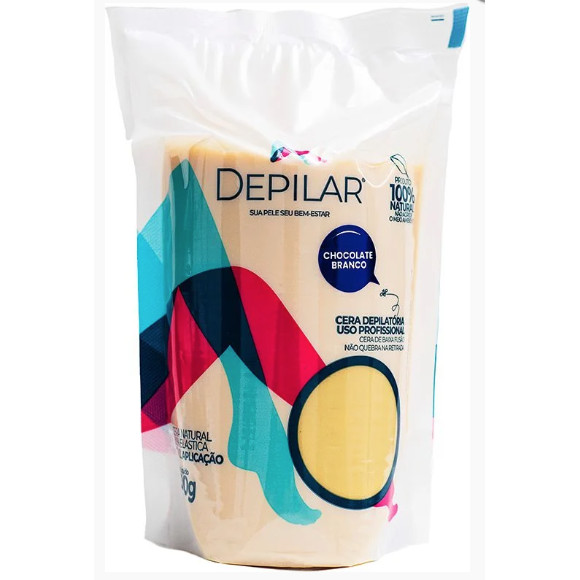 CERA DE CHOCOLATE BRANCO DEPILAR NATURAL E 100% ELÁSTICA 500G