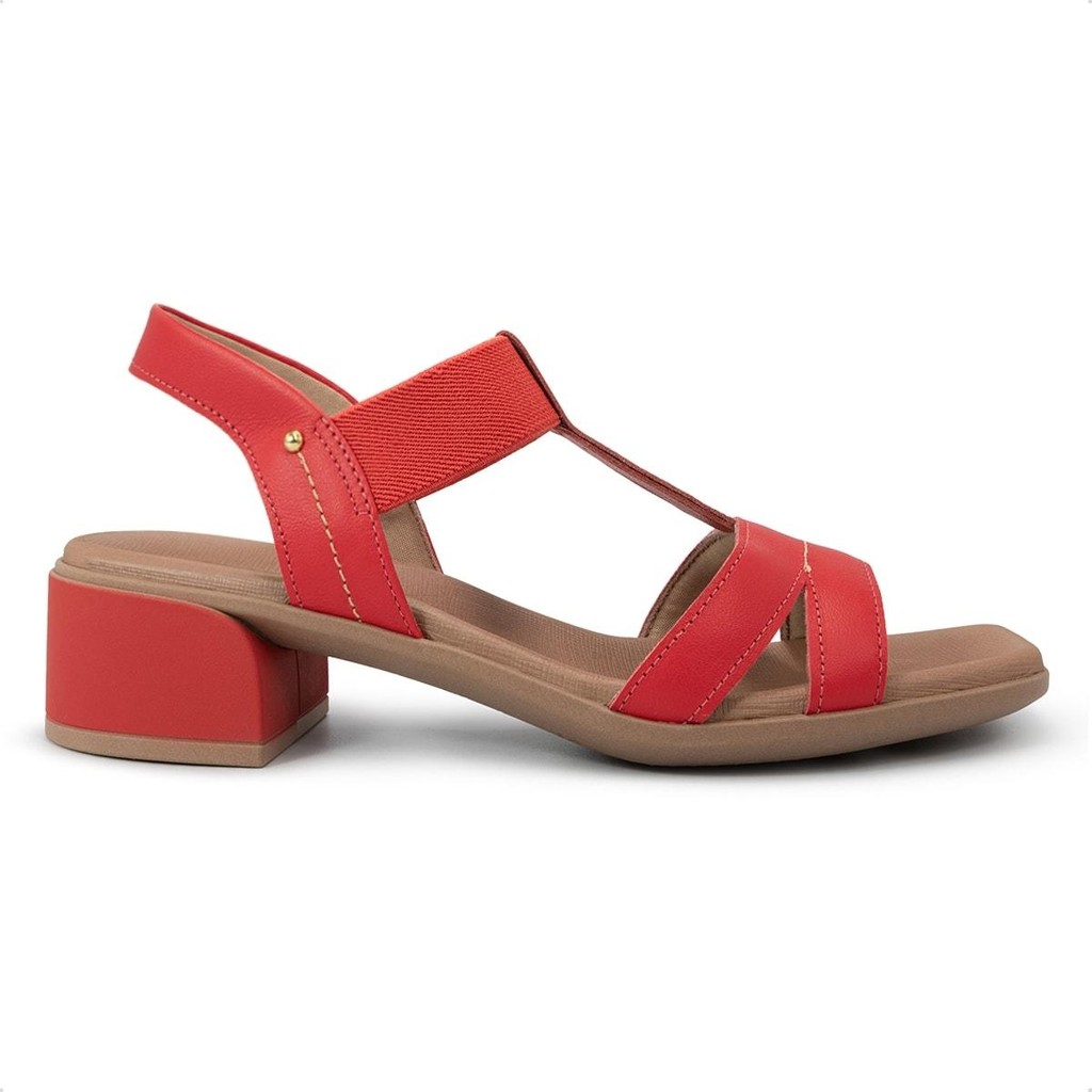 Sandália Usaflex Feminino Bico Quadrado Couro Casual AN27006