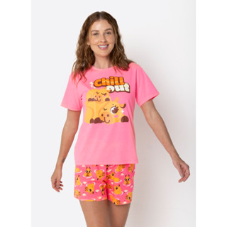 Pijama Manga Curta Algodão Feminino Capivara Vibes - Puket em Oferta na Shopee