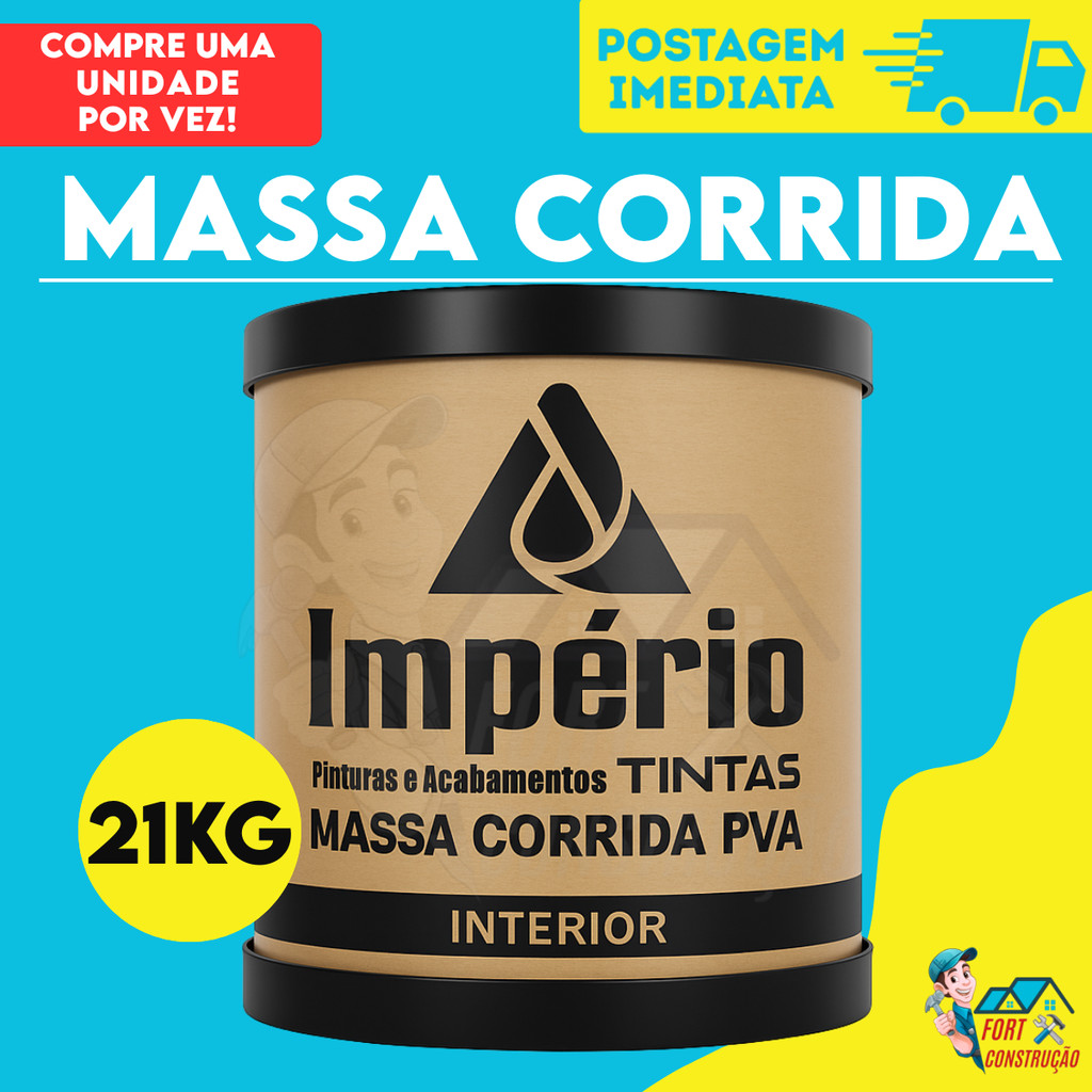 Massa Corrida PVA Revestimento 21kg Premium Acabamento Nivelador Fácil Aplicação - branca parede