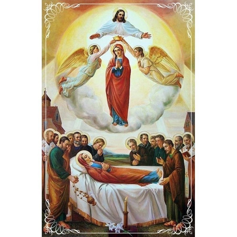 Nossa Senhora Sendo Coroada (em cima), Nosssa Senhora em 'Dormição' (em baixo). Quadro Decorativo.