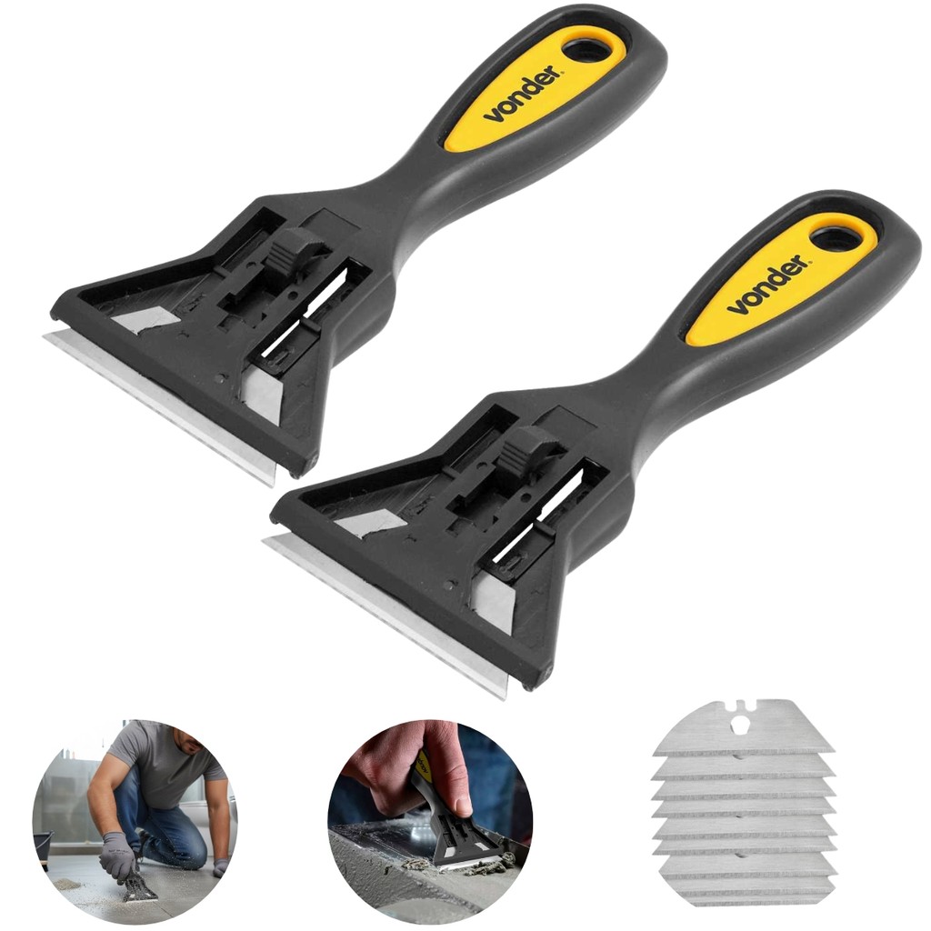 Kit 2un raspador plano tinta rejunte piso vonder 11 laminas
