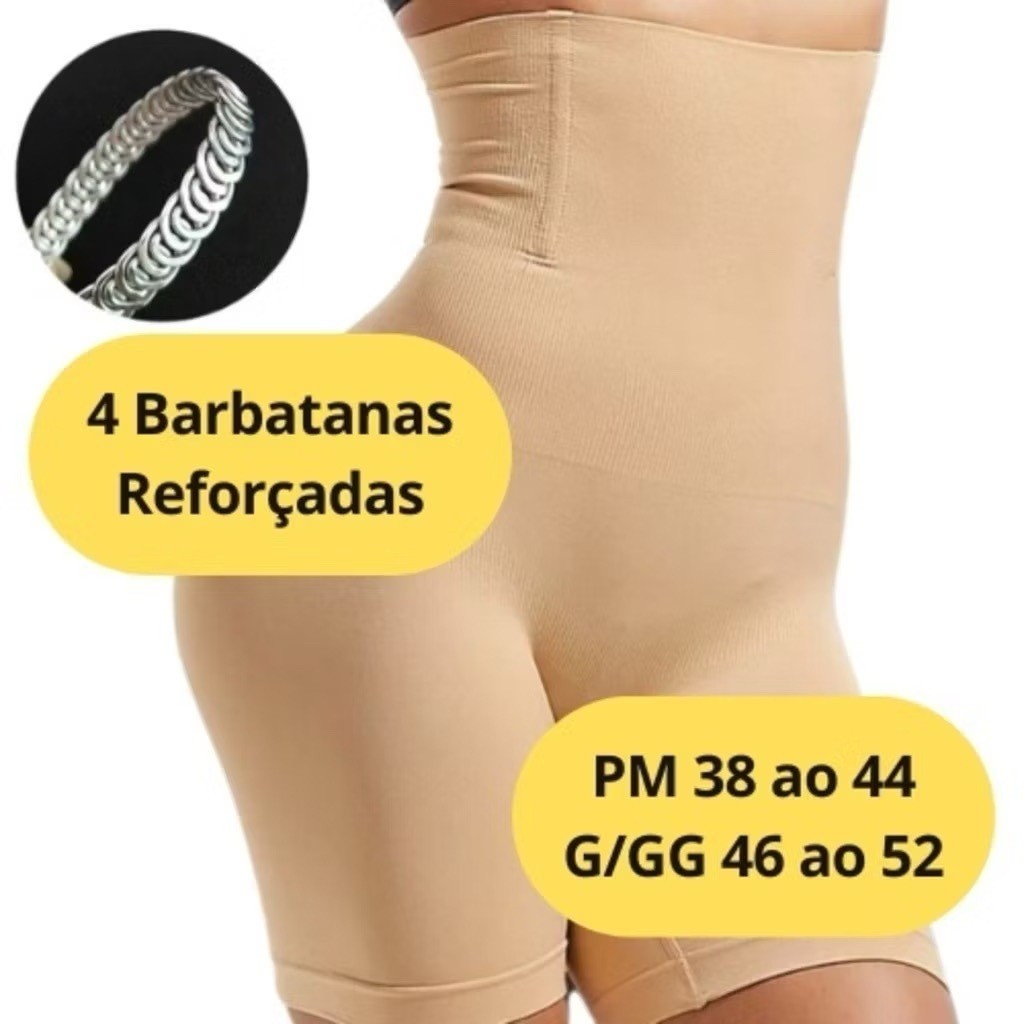 Cinta Modeladora Shorts Alta Compressão Discreta com 4 Barbatanas em Oferta na Shopee