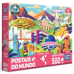 QUEBRA CABEÇA POSTAIS DO MUNDO AMÉRICA 500 PEÇAS TOYSTER PUZZLE PAISAGEM TURÍSTICO BRASIL CRISTO EUA