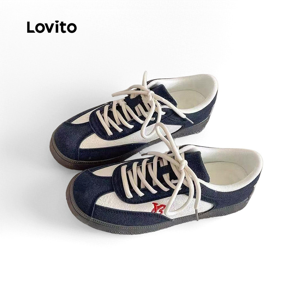 Lovito Casual liso Colorblock versão coreana versátil fundo macio leve tênis confortável para mulheres LFA73297 em Oferta na Shopee