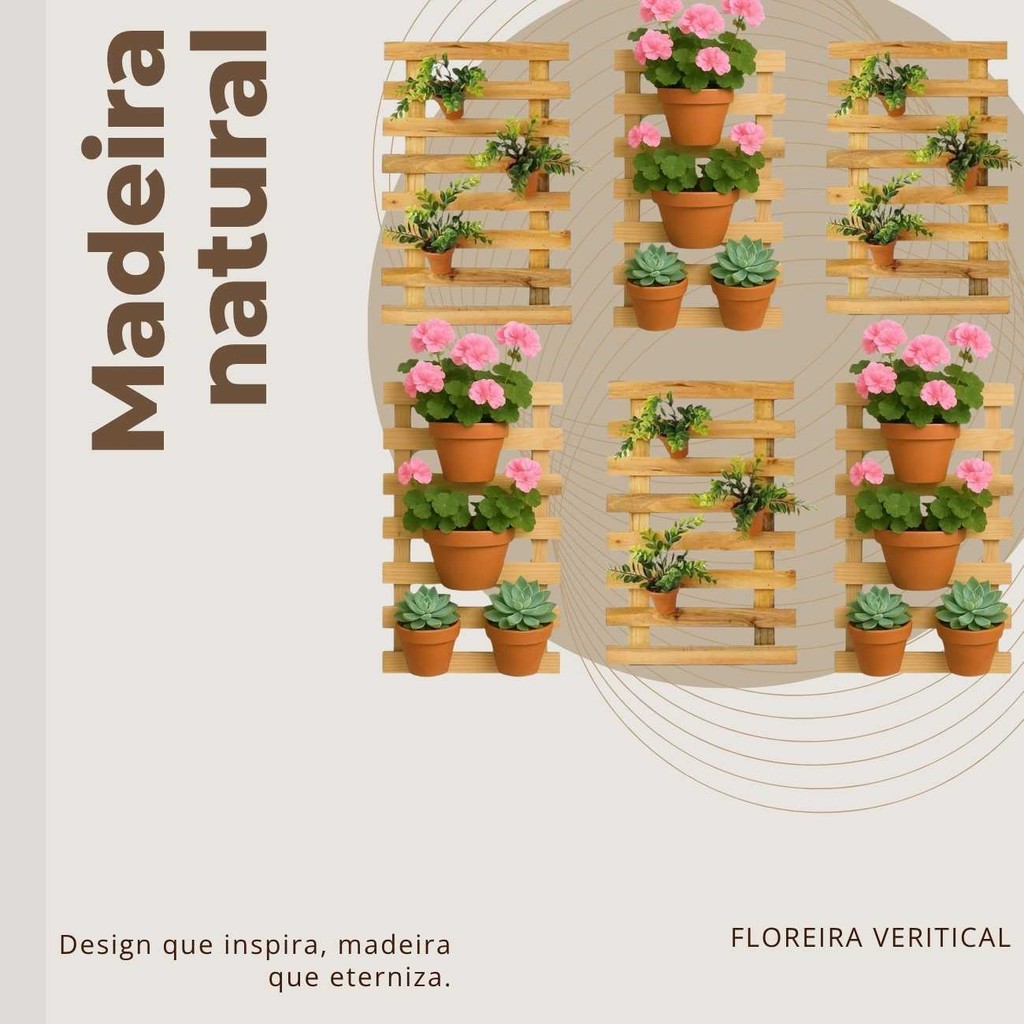 Kit 6 Floreira Jardim Vertical Plantas Suculentas 60x40cm em Oferta na Shopee