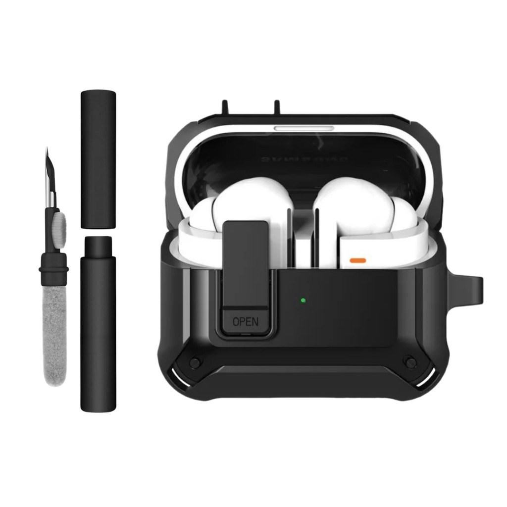 Kit Limpador para Fones e Capa Protetora Nerdcase para Samsung Galaxy Buds 3, 3 Pro, 3 Fe, Resistente Preta em Oferta na Shopee