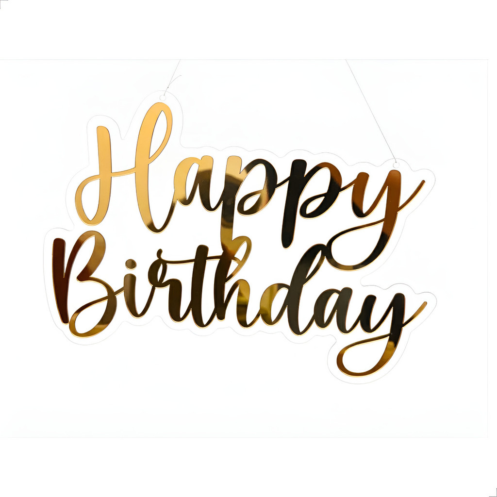 Happy Birthday Acrílico Espelhado Dourado Decoração Festa em Oferta na Shopee