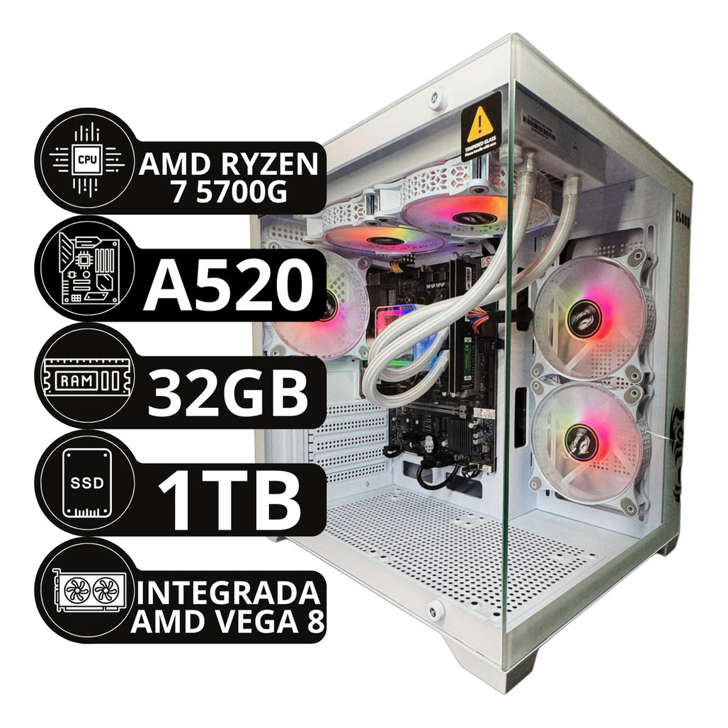 Pc Gamer Ryzen 7 5700g 32gb Ddr4 Ssd 1tb Aquario Water Cooler