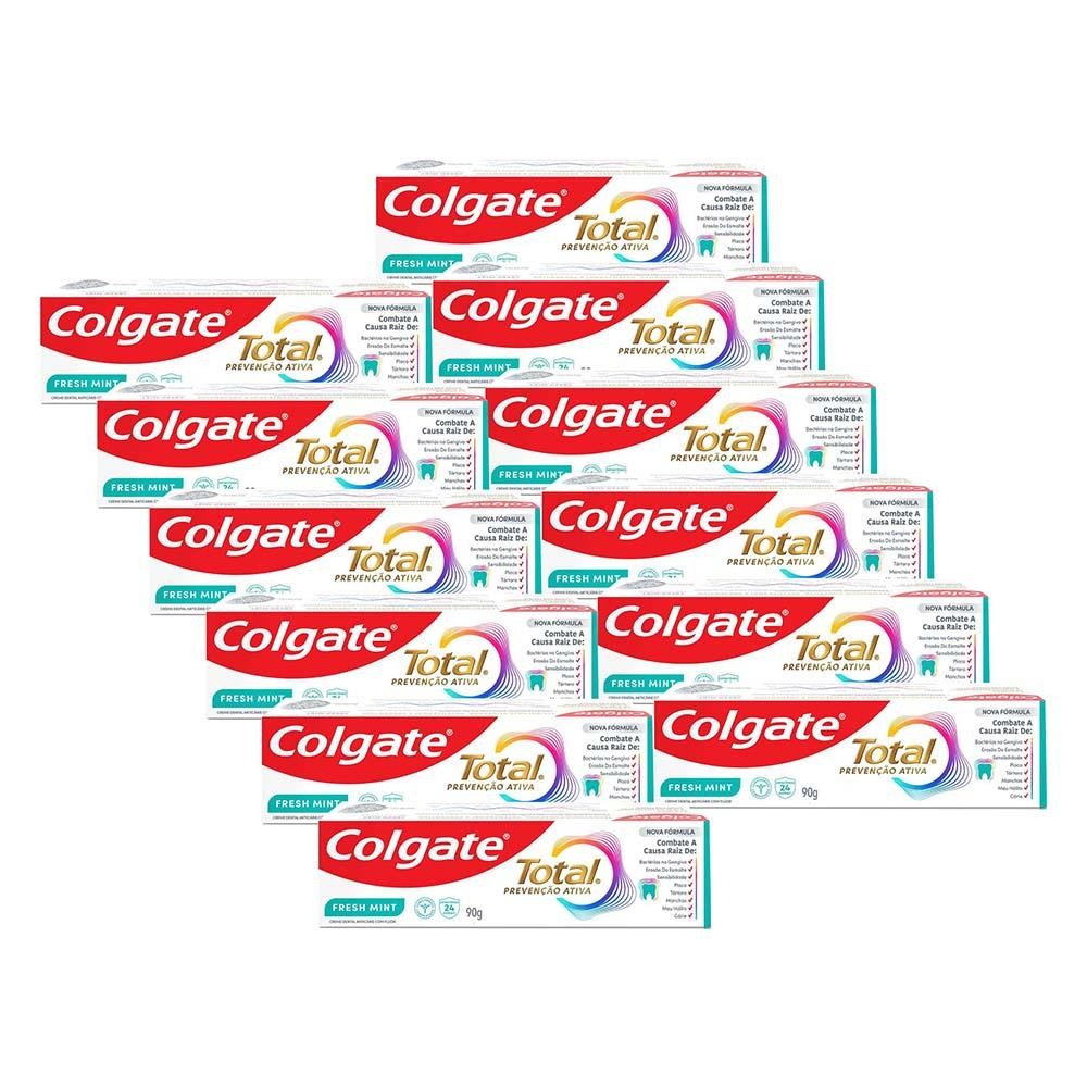 Kit Creme Dental Colgate Total Fresh Mint 90g com 12un em Oferta na Shopee