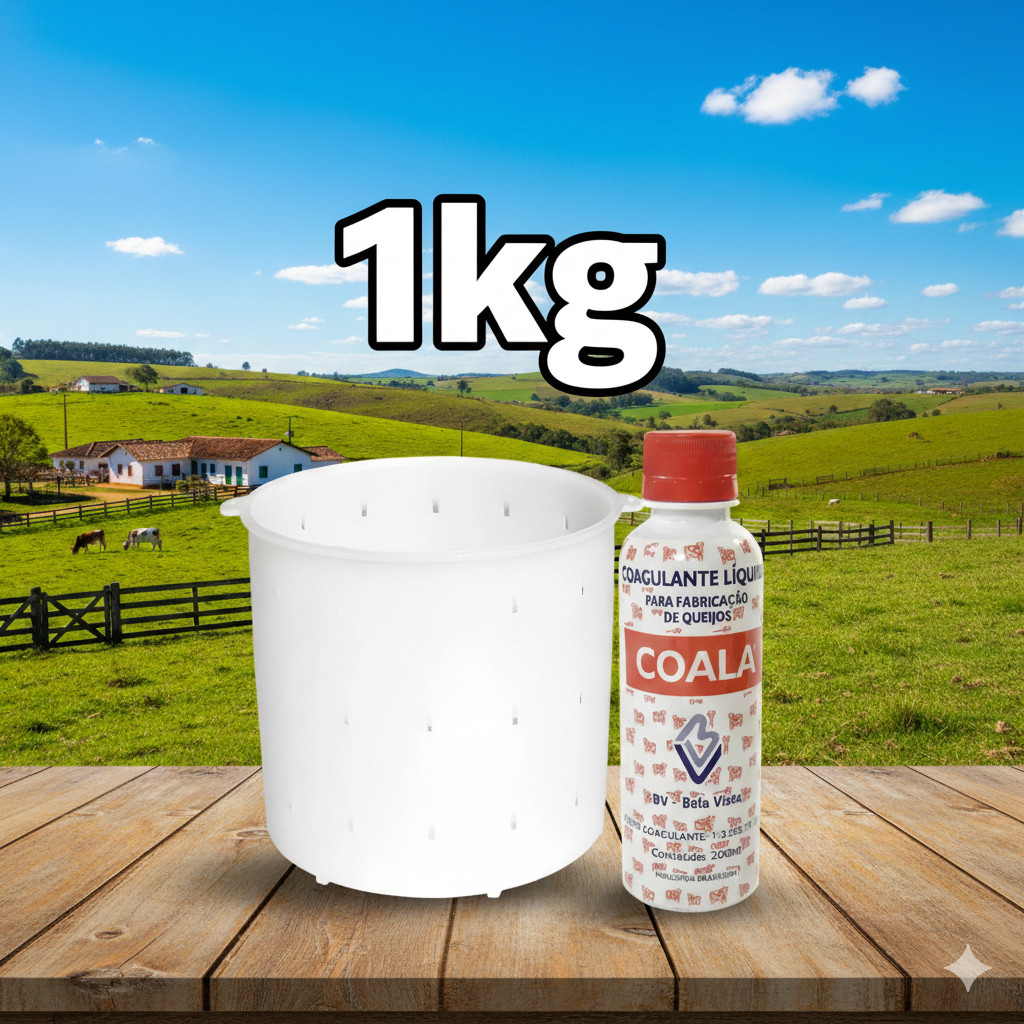 Forma queijo 1kg (Especial e reforçada) + Coalho Líquido Coala 200ml de Queijo Minas Frescal Ricota em Oferta na Shopee