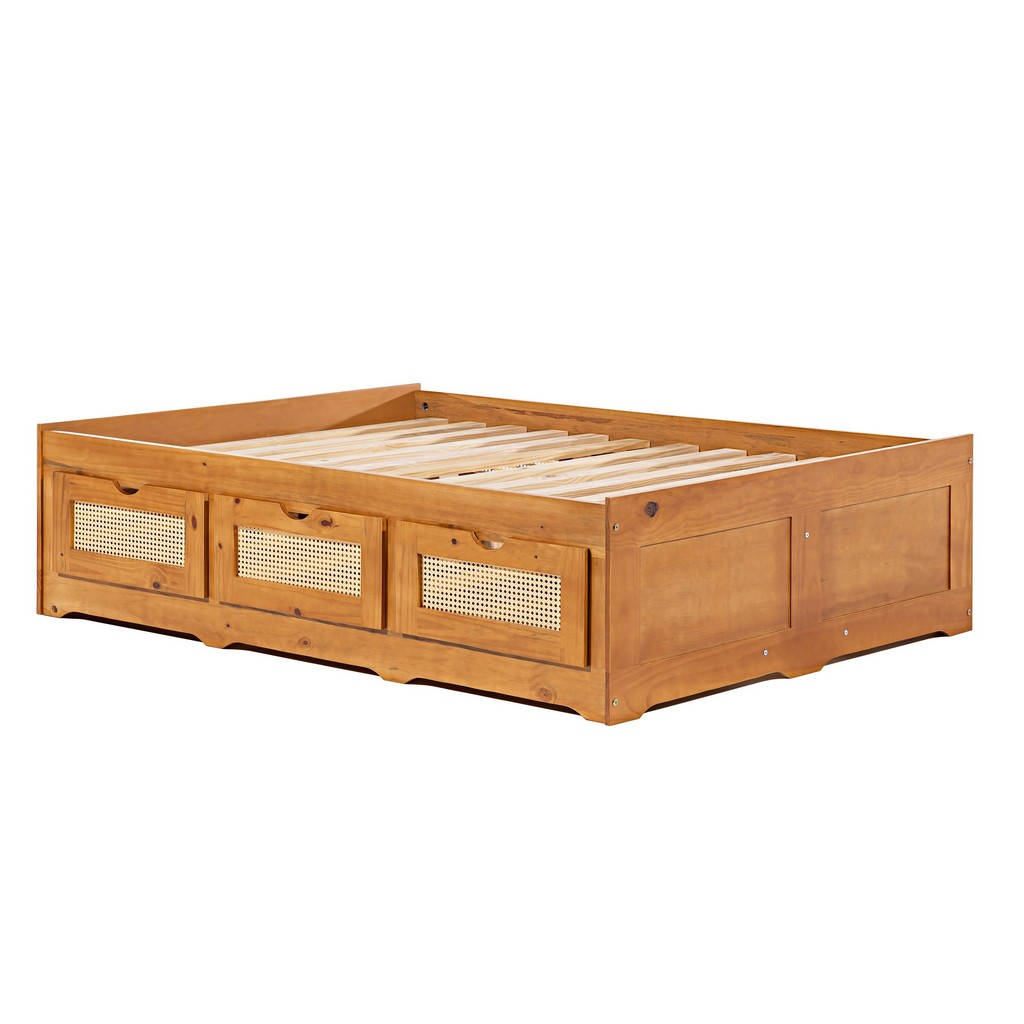 Cama Casal 6 Gaveta Dreams Madeira Maciça em Oferta na Shopee