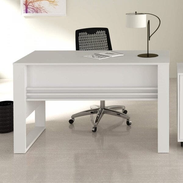 Escrivaninha Mesa Escritório com Ripado 127cm ME4146 Branco em Oferta na Shopee