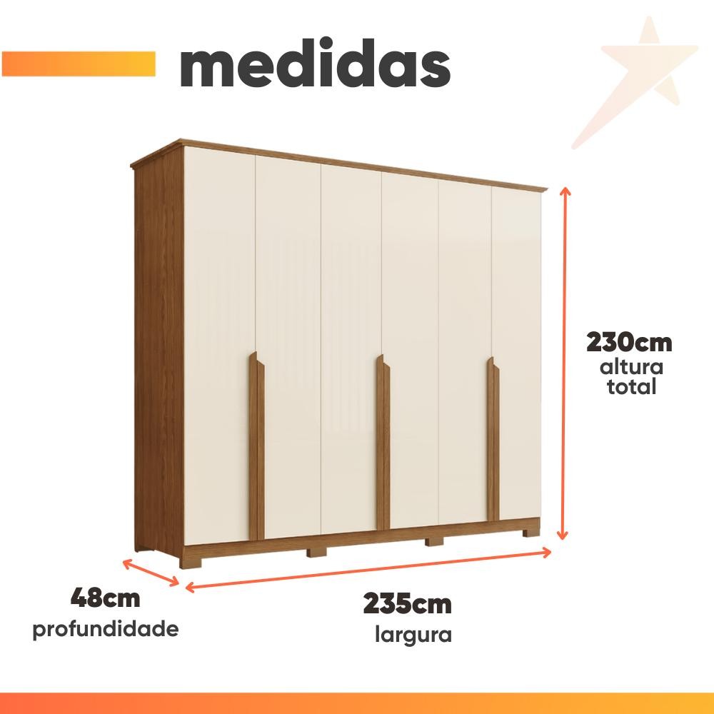 Detalhes do Guarda Roupas Casal 6 Portas 6 Gavetas Amarilis