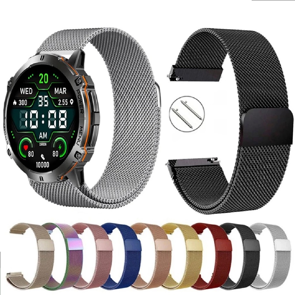 Pulseira 22mm Milanesa Aço Inox p/ Smartwatch X3 – Engate Rápido
