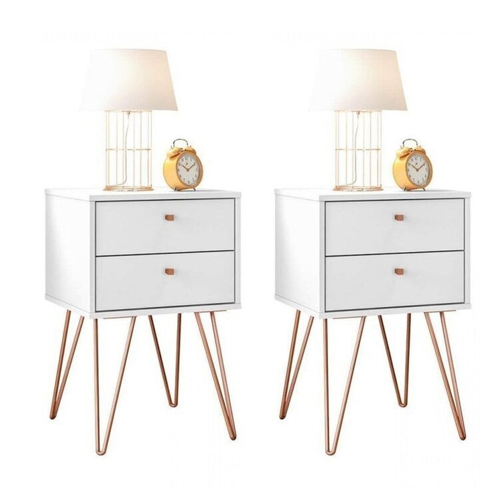 Kit 2 Mesas de Cabeceira 2 Gavetas Retro Bled em Oferta na Shopee