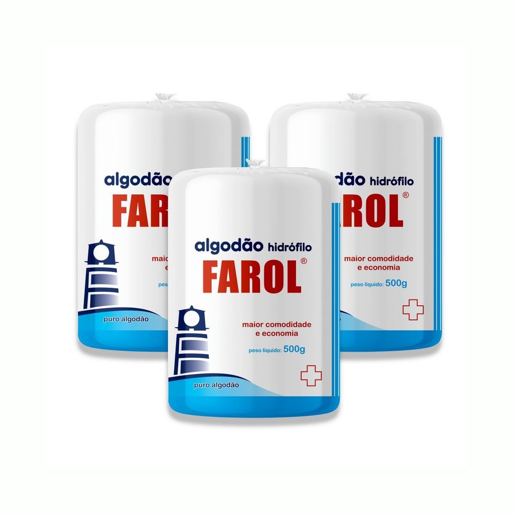 KIT COM 3 PACOTES ALGODAO ROLO  500G
