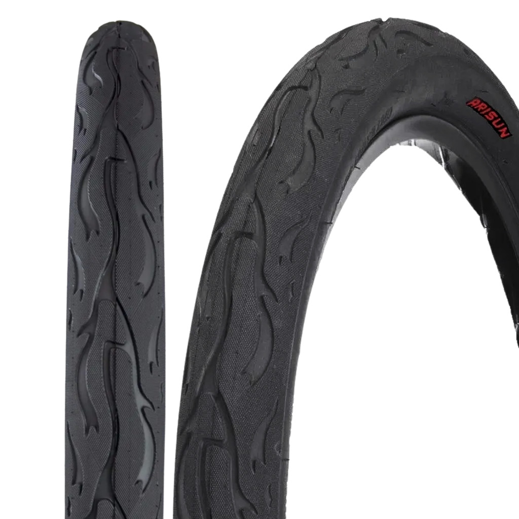 Pneu Bike Bicicleta Aro 26 x 2.125 Flame Balão Slick Liso Largo Arisun Preto Tipo Kenda Flame