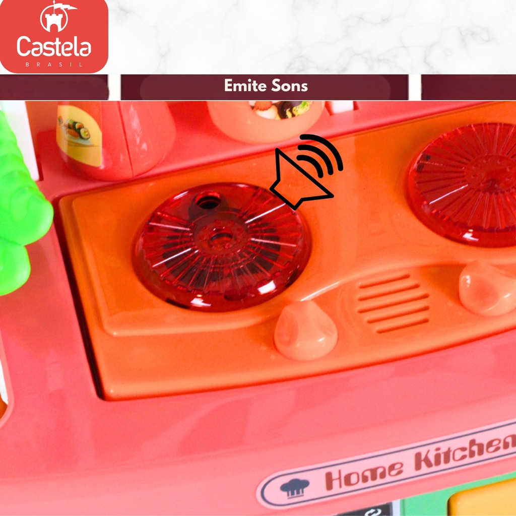 Detalhes do Cozinha Infantil luz Solta Fumaça e Água e Acessórios Castela