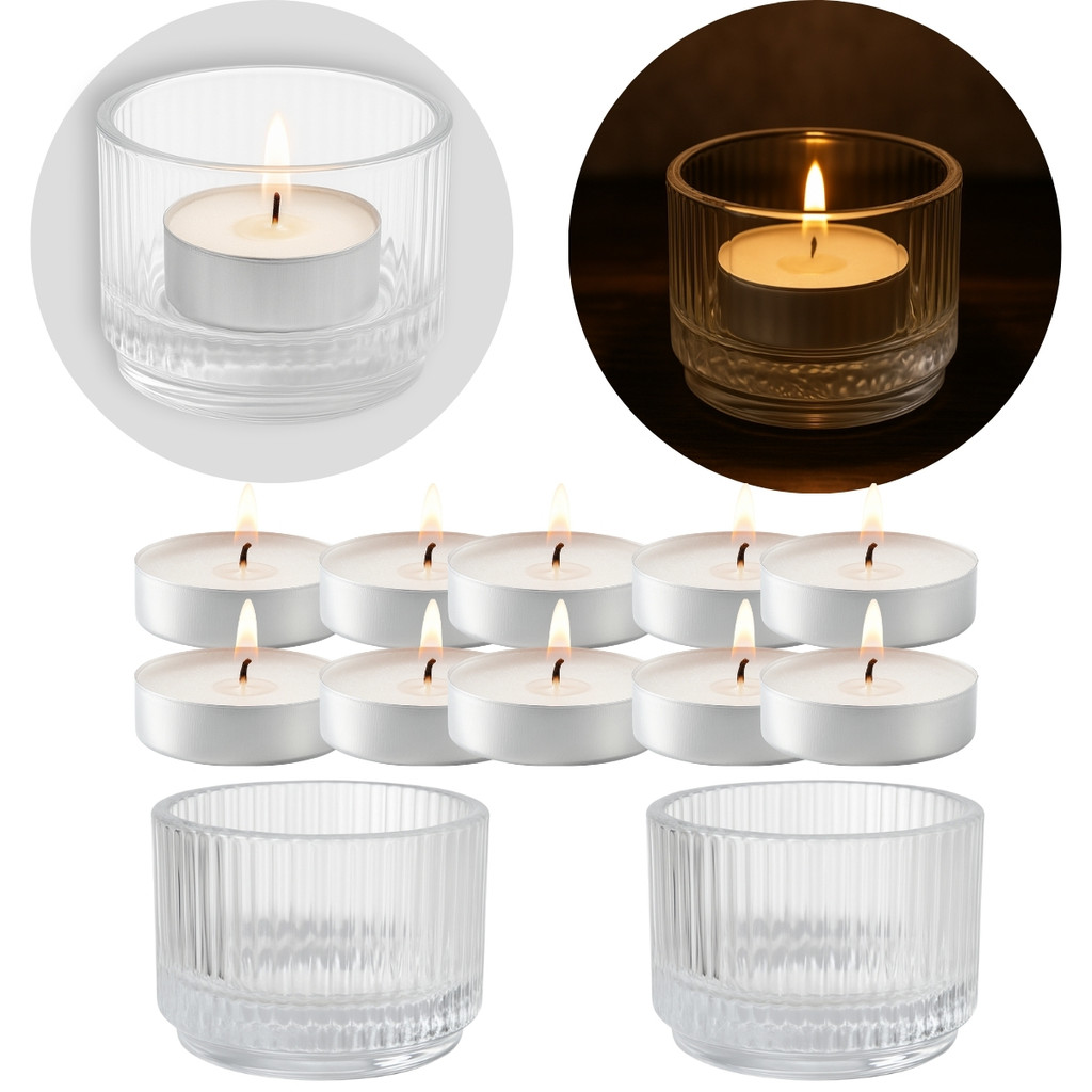 Kit 10 Velas Rechaud Castiçal Vidro Decoração