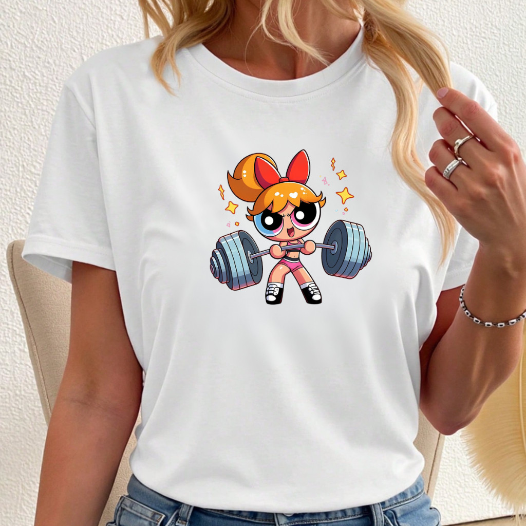Camiseta Personalizada Desenho Meninas Super Poderosas Personagem Lindinha Academia 100% Algodão Unissex