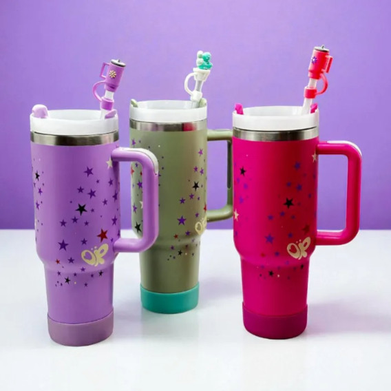 Garrafa Com Canudo 1,2 Litros OR Térmica Inox Cantora Decorado Com Alça em Oferta na Shopee