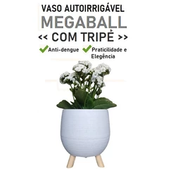 VASO DECORATIVO AUTOIRRIGÁVEL MEGABALL TRIPÉ ideal para Cactos e Suculentas e Outras - ANTI-DENGUE