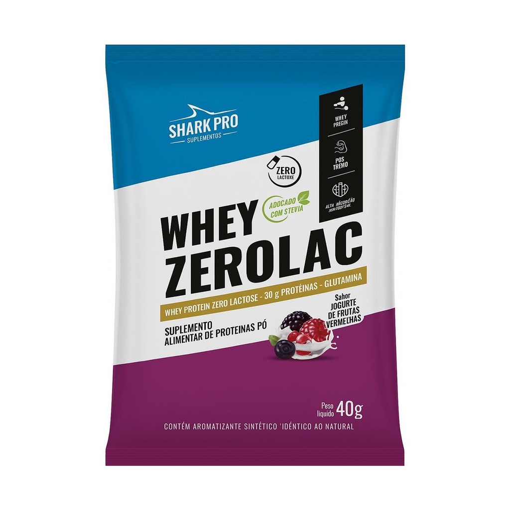 Whey Zerolac - 1 Sachê 40gr Iogurte de Frutas Vermelhas - Shark Pro