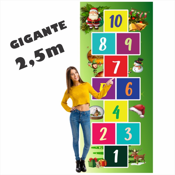 Lindo Tapete Jogo da Amarelinha Infantil Em Lona Natal, Presente Menina, Menino, Aniversário, Dia das Crianças, Natal AM