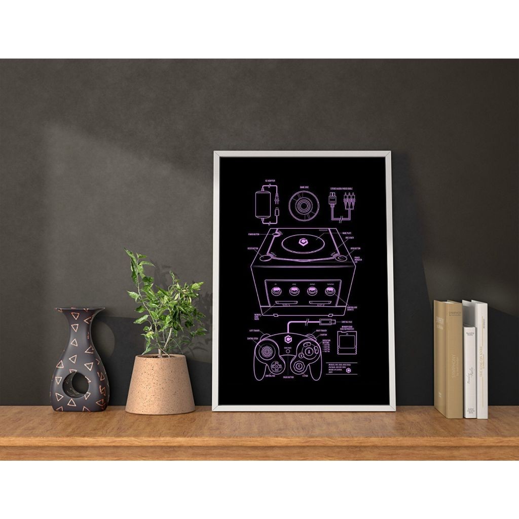 Quadro Placa decorativa geek Console Game Arte Poster Nintendo Gamecube