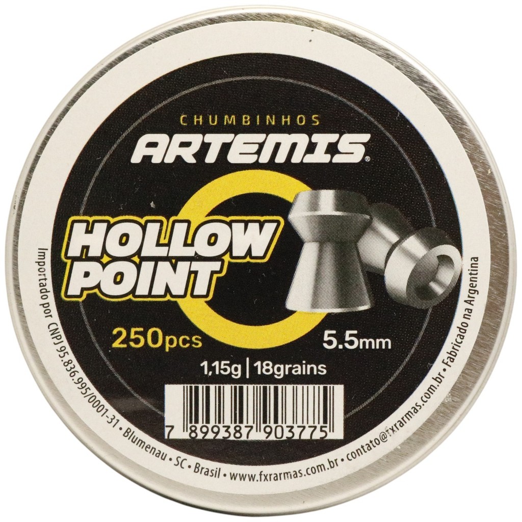 Chumbinho Artemis Hollow Point Alto poder de Parada 5.5mm (.22) - 250un em Oferta na Shopee