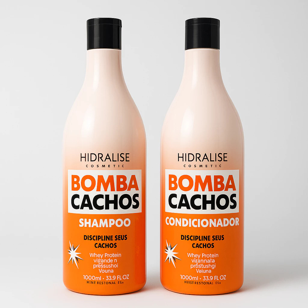 Kit Bomba Cachos Shampoo + Condicionador 1L – Hidratação, Definição e Brilho Intenso