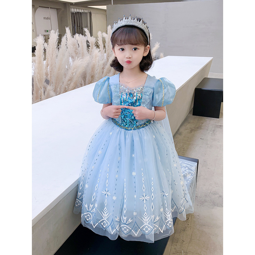 Elsa vestido de princesa meninas gelo neve verão vestido roupas Disney vestido elsa vestido crianças vestido desempenho