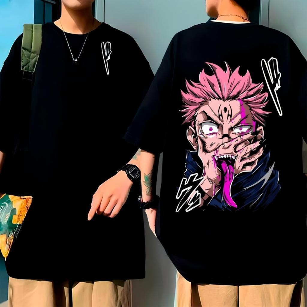 Camiseta Estampada Oversized Anime Treino Academia Naruto Sukuna Maldição Algodão Feminino Masculino