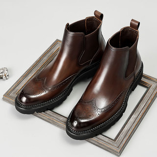 Botas Chelsea All-Match Braddock Botas de Couro Esculpidas Botas Curtas Masculinas Outono Inverno Martin Botas Masculina