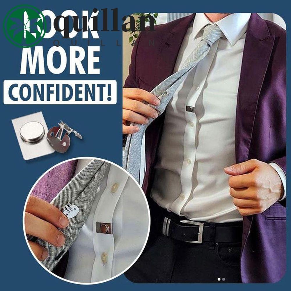 QUILLAN Masculino Gravata Fivela Escondida Fixa Adsorção Automática Clipe De Aço Inoxidável Casamento Barra Fecho